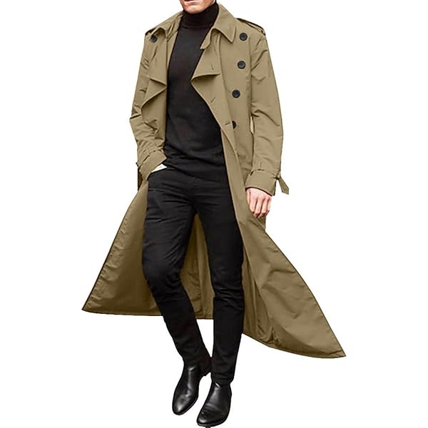 ジャケット・アウター MINEDENIM LONG TRENCHCOAT Men's Denim Trench Coat Long Jean Jacket Winter Warm
